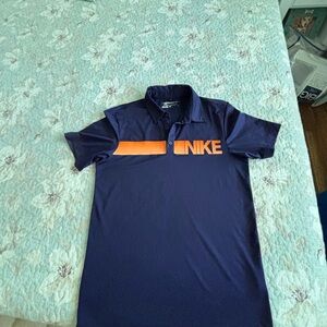 Nike Men's Polo Shirt in Navy and Orange
